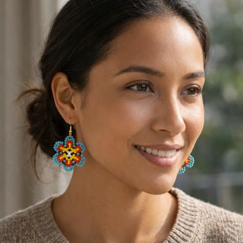 Bohemian Beaded Long Tassel Dangle Earrings for Women, Handmade Jewelry White Tarnish Resistant Lightweight Design, Stylish Accessory for Beach Vacation Party and Gift - color: colors