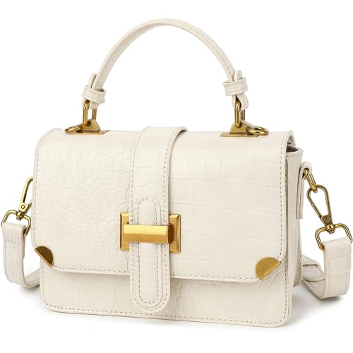 LL LOPPOP Women's Small Classy Crossbody Purse Top Handle Handbags Leather Satchel Bags for Women - color: A-beige(2035)