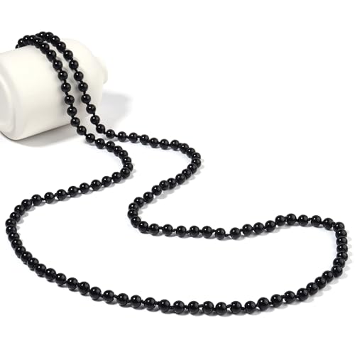 Beaded Necklace Hand Knotted for Woman - color: Black Agate