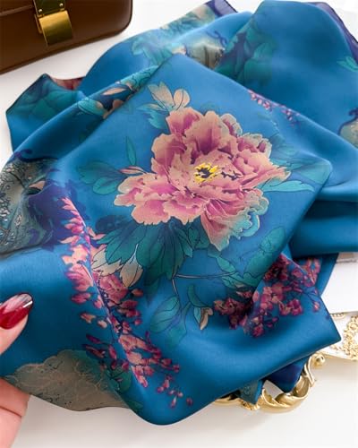 XL 43 Inch Extra Large Square Scarf Fashion Scarves Silk Feeling Hair Scarf Wrapping Scarfs Night Sleeping Headscarf - color: Ba1016
