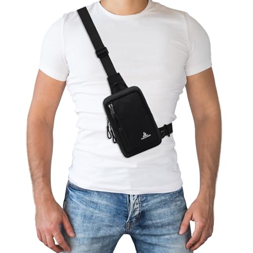 Peicees Small Crossbody Bag for Men Women Mini Sling Bag Travel Running Phone Daypack Cross Body Shoulder Bags, 2 Sizes, Small Black - color: Black, size: Small