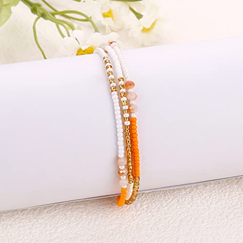 SUMMER LOVE Boho Bohemian Beaded Anklet Bracelets for Women Unique Colorful Pretty Beach Anklet,Handmade - color: Color 7#