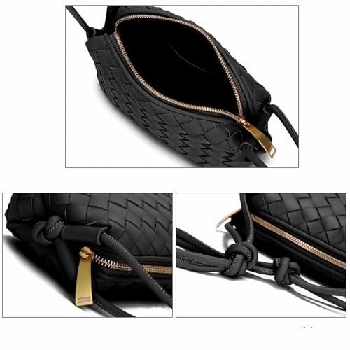 ZEDIUH Woven Bag for Women Crossbody Shoulderbag, Small Vegan Leather Purse - color: Black