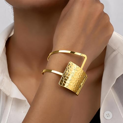 Bohemian Metal Bangle Bracelets for Women - 4 Colors (Silver/Black/Gold/Red) Adjustable Open Design, Versatile Stackable Jewelry for Daily Wear & Gifts - color: Gold