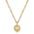KissYan Initial Necklaces for Women, 14K Gold Plated Round Letter Pendant Capital Monogram Necklace Alphabets from A-Z Figaro Chain Jewelry - color: Gold, style: L