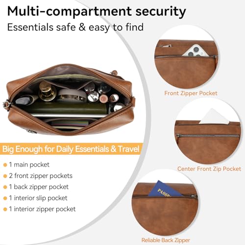 MEITRUE Crossbody Bags for Women, Vegan Leather Crossbody Purse Trendy Multi Pockets Shoulder Handbag with Tassel - color: 01-brown