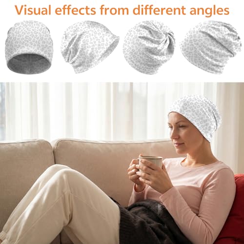 Chemo Caps Slouchy Beanie Hat Stretch Cancer Head Wraps Turban Sleep Headwear Scarf for Women Girls Men - color: I-12-grey Leopard