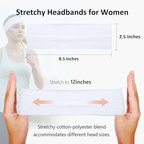Huachi Headbands for Women Non Slip 16 Pack Elastic Sports Hair Bands for Women, Soft Cotton Cloth Headband for Workout Yoga Fashion Hair Accessories, Black White Gray Trendy Head Bands - color: FASHION NEEDED