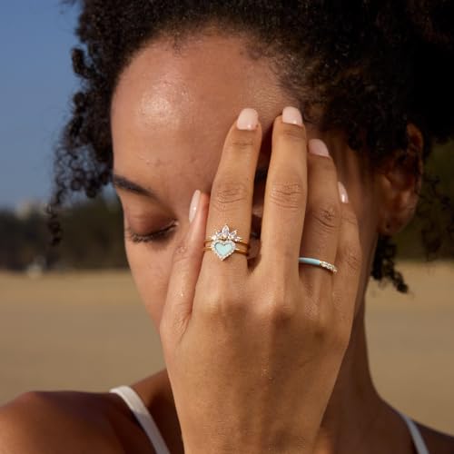 STORYJEWELLERY Gold Plated Marquise Rings for Women, Pinky Ring, Art Deco Ring, Vintage Cocktail Rings for Women, Marquise Wedding Band, Art Deco Jewelry