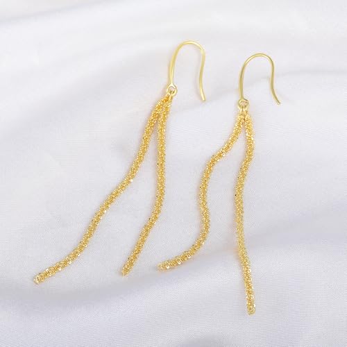 Long Dangle Earrings for Women 925 Sterling Silver/14K Gold Plated Tassel Chain Dangle Drop Earrings for Women Dainty Minimalist Dangling Drop Earrings for Prom Party Jewelry - style: Chain-1-Gold