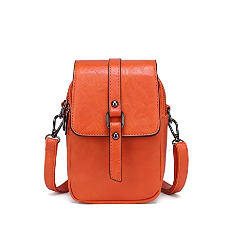 myfriday Vintage Crossbody Phone Bag for Women, Small PU Leather Shoulder Purse and Handbag - color: A-orange