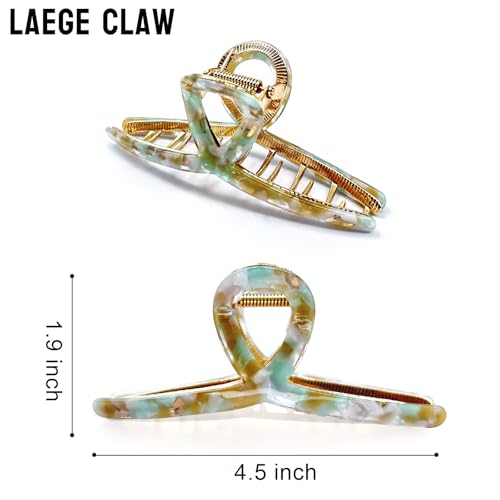 MeDOCA Large Metal Hair Clips - Big claw clips for thick hair Strong Hold Gold Leopard Print hair Claw for Thick Locks Women and Girls - color: Greenish-blue