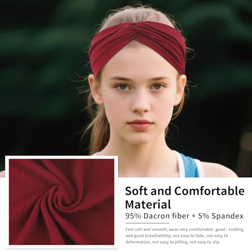 12 Pcs Stretchy Headbands for Women, Absorbed Sport Headband Soft Twist Knotted Hairbands for Daily Life Yoga Workout(Black/Grey/White/Red) - color: Black/Grey/White/Red