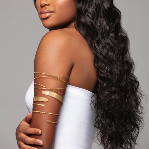 Giovanchi 5 Pieces Arm Cuff Upper Arm Band Cuff Bracelets for Women Adjustable Armband Set - style: B-Gold