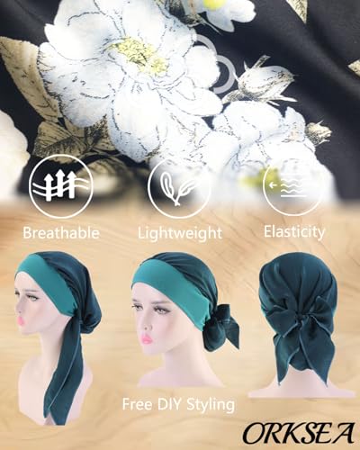 Chemo Headwear for Women Head Scarf Headwraps Silky Soft Turbans for Women Cancer Hats Chemo Beanie Coverings Scarves - color: B Big Black Pattern