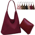 Large Work Tote Bags for Women, Boho Slouchy Suede Purses Handbags - color: Burgundy