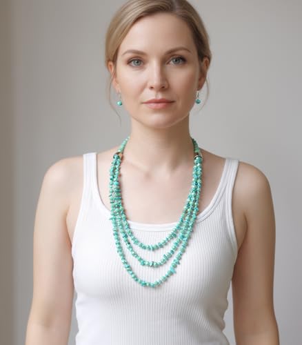 Errally Layered Beaded Statement Necklace Multi Strand Crystal Beads Collar Necklace and Earring Sets for Women Fashion Costume Jewelry Set Gifts for Her - color: 15-Turquoise