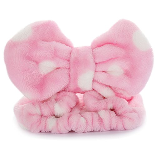 Hairizone Cosmetics Headbands for Washing Face Shower Spa, Soft and Cute Big Bowknot Hair Bands for Women and Girls (Roseo/Pink) - color: Roseo+Pink