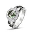 Designer Inspired Twisted Cable Statement Rings for Women Fashion Jewelry 8 MM CZ Split Shank Cable Ring Gift - color: Green