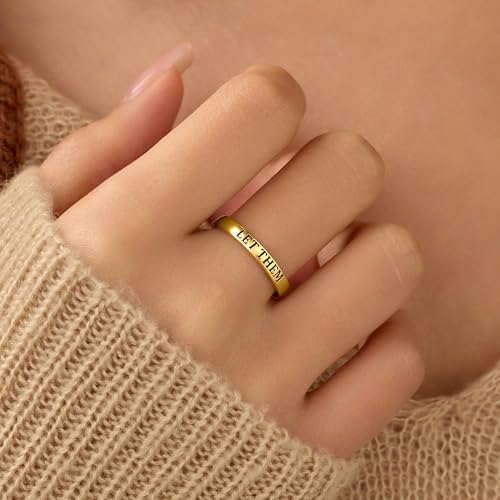 LET Them Ring,Self Worth Motivation Rings for Women Men, 925 Real Silver Ring To Sorority Sisters Best Friends Inspirational Friendship Band Jewelry to Daughter Wedding Birthday Jewelry Gifts - color: Let Them-Gold