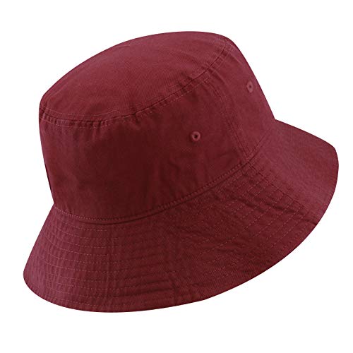 The Hat Depot Bucket Sun Hat 100% Cotton Long Brim and Deeper & Round Top Tennis Packable Summer Fashion Outdoor Hat - color: Burgundy, size: Large-X-Large
