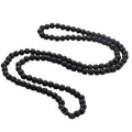 Punk Cool Colorful 8mm Wood Beads Chunky Strand Chunky Necklace Natural Wooden Chain Unisex Hip Hop Handmade African Statement Retro Bohemian Jewelry for Women Men - color: black