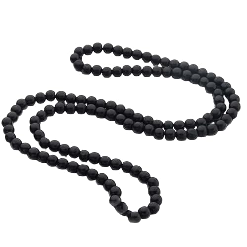 Punk Cool Colorful 8mm Wood Beads Chunky Strand Chunky Necklace Natural Wooden Chain Unisex Hip Hop Handmade African Statement Retro Bohemian Jewelry for Women Men - color: black