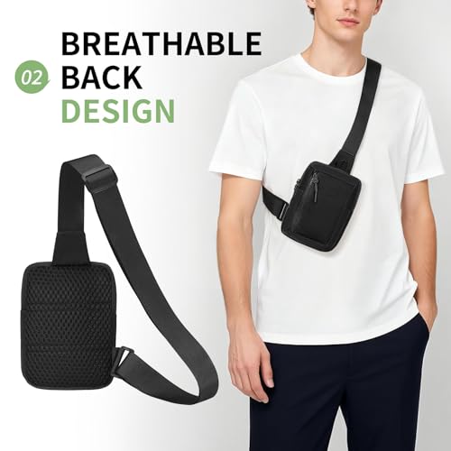 Mini Sling Bag for Men and Women, 7.5 Inch Small Anti Theft Crossbody Sling Backpack Nylon Chest Bag Fanny Pack for Travel Running Hiking (Black) - color: Black