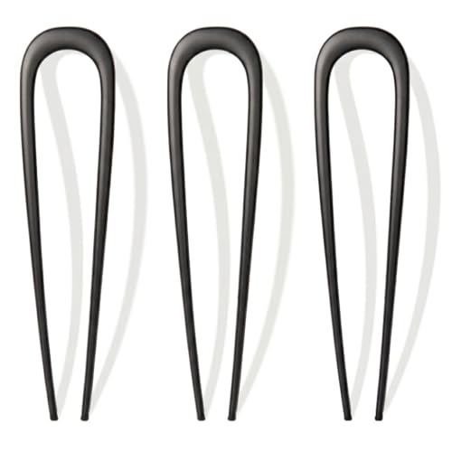 3 PCS French Hair Pins for Women, Metal Hair Pins for Buns, French Twist and Updos, Hair Accessories for Thick and Thin Hair, Black - color: Black