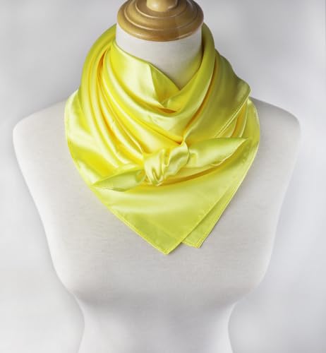 vabovin Satin Head Scarf for Women Solid Color, 35×35 in | Silk Feel Neckerchief, Hair Scarf, Fashion Bandana, Headscarf, Headband, Hair Wrap Sleeping, Daily Fashion Styling - color: 233 Sulfur Yellow