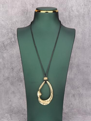 JAOYU Bohemian Necklaces for Women Leather Necklace Wood Pendant Choker Long Brown Necklace Chunky Circle Boho Hippie Jewelry - style: Boho Style Necklace