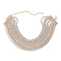 Rhinestone Bling Multi-layered Faux Diamond Choker Necklace for Women Unisex,Sparkly Iced Out Tennis Shiny Collar Neclace Prom Party Formal Dressy Necklace Statement Crystal Jewelry - color: gold