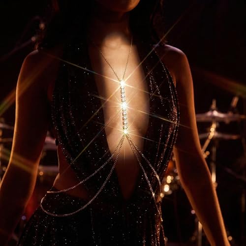 Gold Body Chain for Women Rhinestone Waist Chain Summer Beach Layered Body Chain Jewelry for Women Nightclub Party Accessories