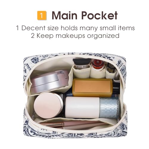 Narwey Small Makeup Bag for Purse Mini Cosmetic Bag Travel Makeup Pouch Zipper Pouch Cute Make up Bags with Compartments for Women Girls (Elephant, Small) - color: Elephant, style: Small