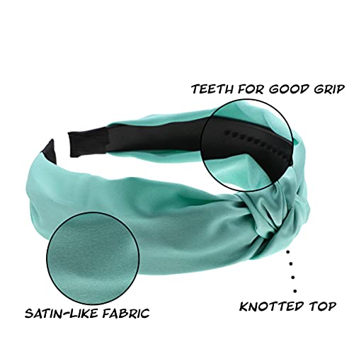 Motique Accessories Mint Satin Knot Headband for Women - color: Mint Green