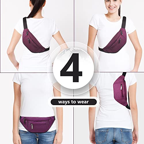 Crossbody Fanny Pack for Women Fashionable,Fashion Waist Bag Purse,Belt Bag for Travel Walking Running Hiking Cycling,Easy Carry Any Phone,Wallet (Purple) - color: Purple