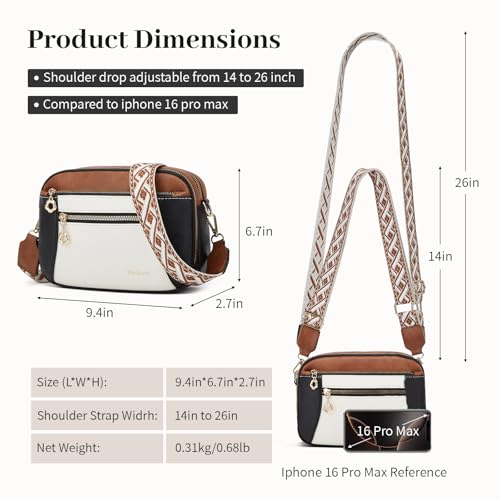 Crossbody Purse for Women Small Crossbody Bags Trendy Vegan Leather with Adjustable Shoulder Straps Gift for Mother Wife Mom - color: Beige With Brown