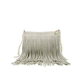 Solene Fringe Crossbody Shoulder Bag with Strap, Tassel Messenger bag, Country Style Western Fringe Purse for Women - color: Grey