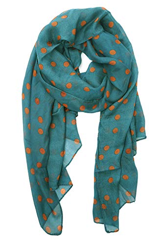 YOUR SMILE Ladies/Women's Lightweight Floral Print/Solid Color mixture Shawl Scarf For Spring Summer season - color: Polka Dots/Blackish Green