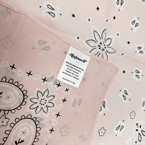 Bandanas for Women and Men，3 Pack Super Soft Thin 60s Preium Cotton 22 inch Handkerchiefs - color: 3 Pack-crystal Rose