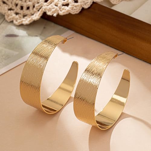 Large Hoop Earrings Lightweight Chunky Earrings for Women Chunky Earrings Big Hoop Earrings for Wedding - style: Dangle-Gold-02