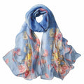 Xyueanlo Scarfs for Women Fashion Scarves Print Pattern Lightweight Sunscreen Scarf Wraps Shawls - color: Plum Blossom Blue