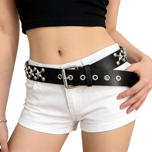 MILAKOO Punk Leather Waist Belt for Women Vintage Accessories for Hippie Skateboarding Enthusiasts - color: D