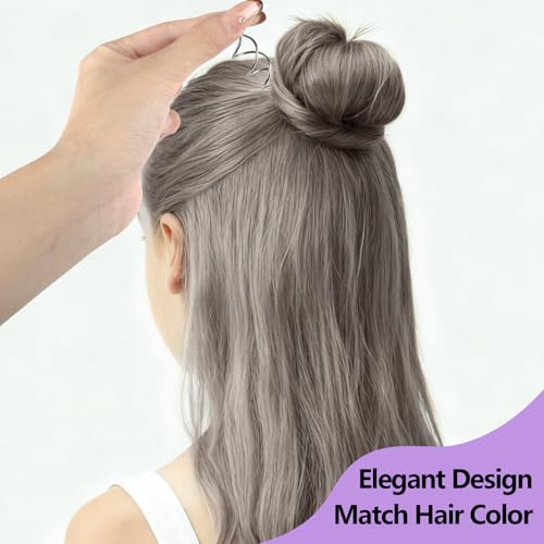 Teenitor 20PCS Spiral Hair Pins, Spiral Bobby Pins Hair Pins for Buns, Hair Twist Spin Pins for Hair, Hair Bun Maker for Women, Girls with 10 Hair Ties, Silver - color: Silver