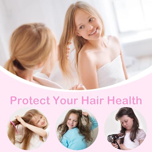 Basumee Microfiber Hair Towel Wrap for Kids 2 Pack Rapid Drying Hair Towel with Button Hair Turbans for Wet Hair Wraps Head Towel Wrap for Women and Girls - color: Pink Purple Love