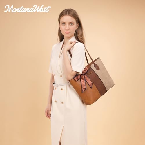 Montana West Tote Bags for Women Top Handle Satchel Purses - color: Beige With Yellow