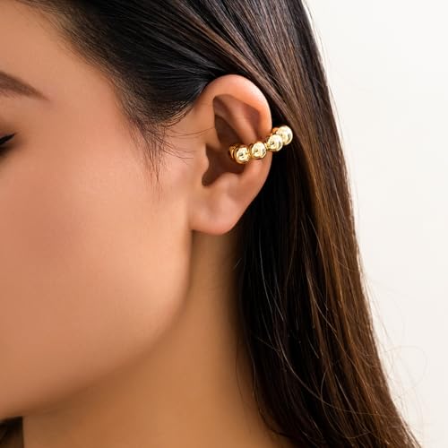 Gold Ear Cuff Earrings for Women Non Piercing 14K Gold Plated/Silver Cuff Clip On Cartilage Hoop Shining Cubic Zirconia Twisted Chain Ear Clip On Earring for Women Chunky Ear Cuffs Earrings - color: B-gold