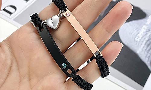 MEALGUET Personalized Couple Bracelet Customized Couple Bracelets Set Mutual Attraction Custom Name Relationship Bracelet Personalized Gift for Men Women - style: Te amo-heart magnetic