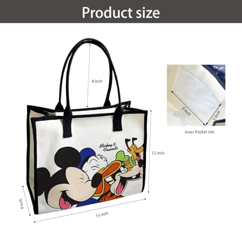 Cute Canvas Tote Bag with Zipper & Inner Pocket, Reusable Gift Bag for Women, Large Work Beach Travel Tote - color: M2