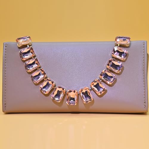Fashionable Chunky Plated Tennis Rhinestone Statement Necklace Jewelry Set for Women Multicolor gem necklace with Great Sparkle and Shine Design for Women to Easy Match - color: pink square Rhinestone